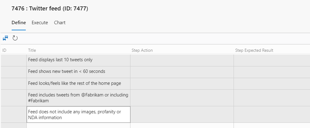 Pasting a PBI's acceptance criteria into the Title column of the Azure Test Plans grid view to create test cases