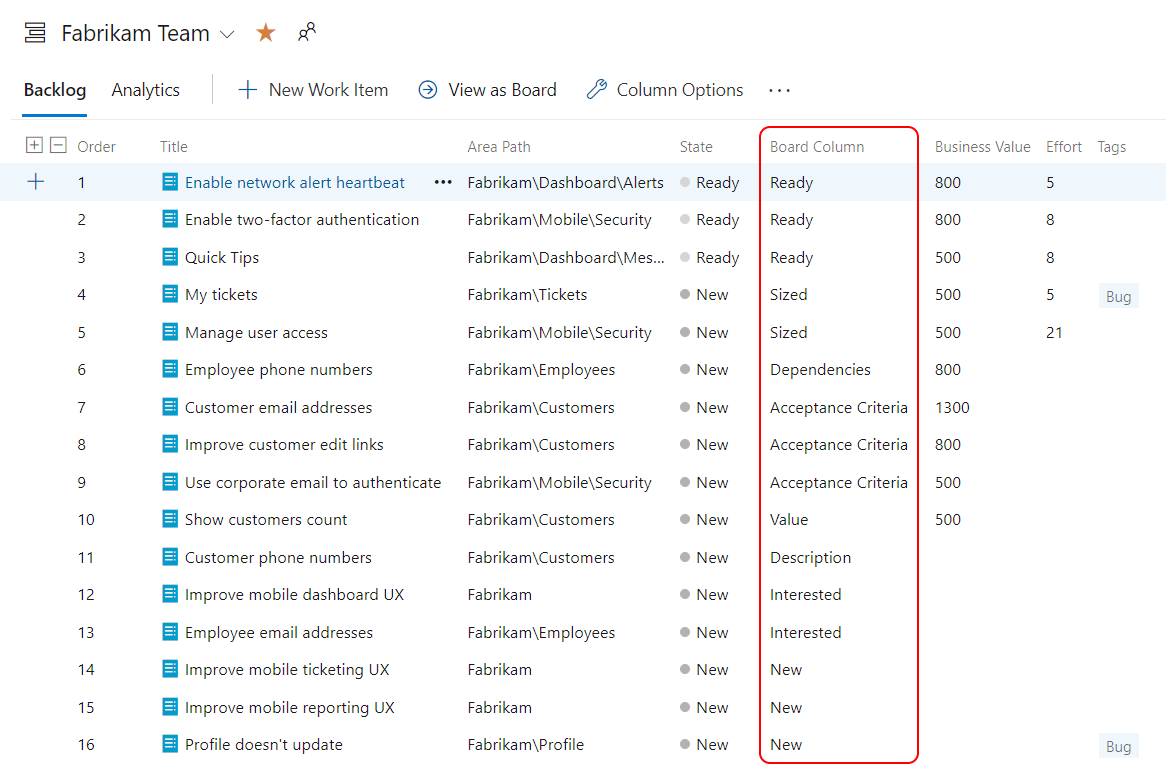 The Working with bugs setting in Team Settings, with the option to not manage bugs on backlogs and boards selected